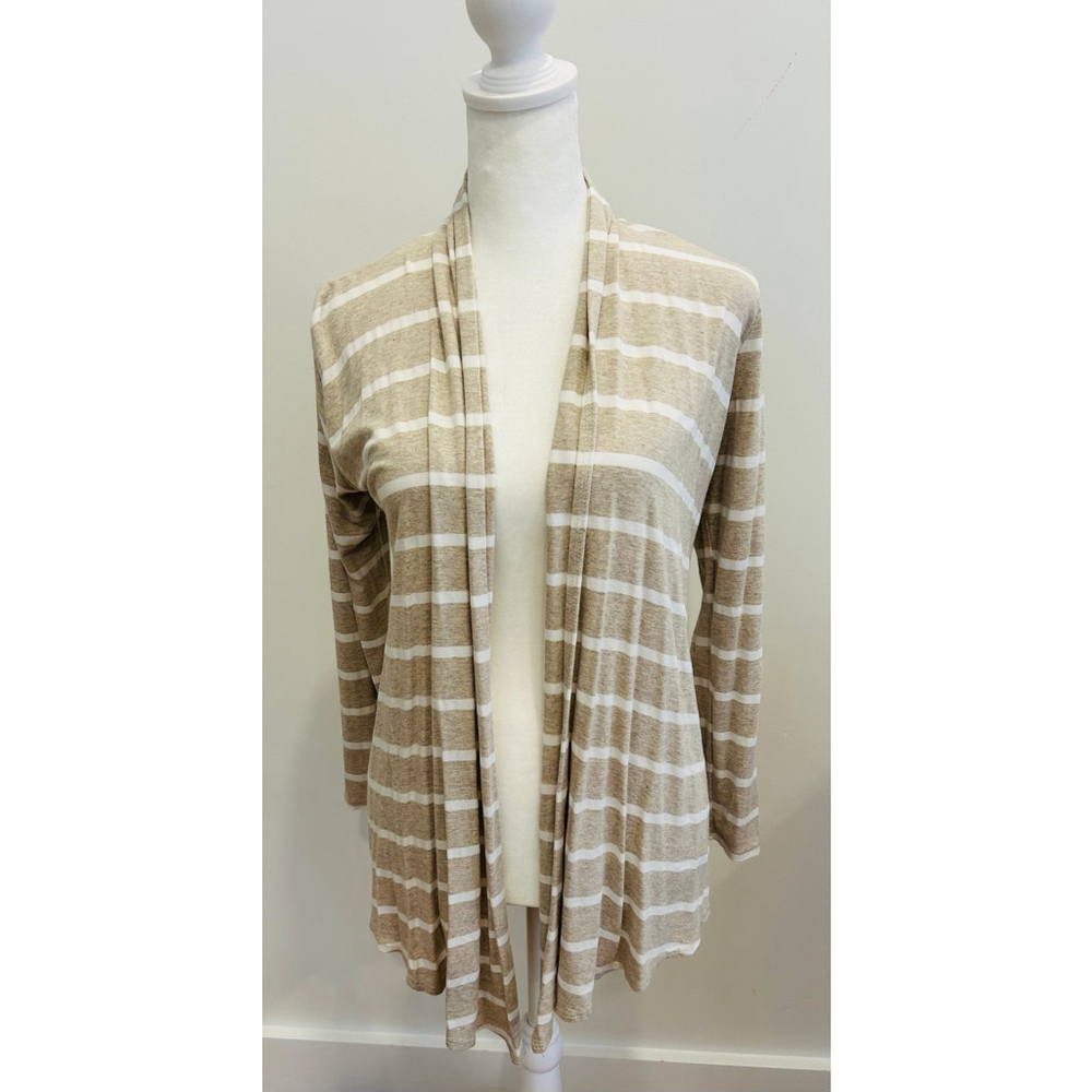 Cardigan women small Tan & white stripes